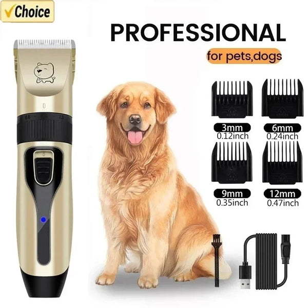 Professional Dog & Cat Hair Clipper – USB Rechargeable Grooming Trimmer