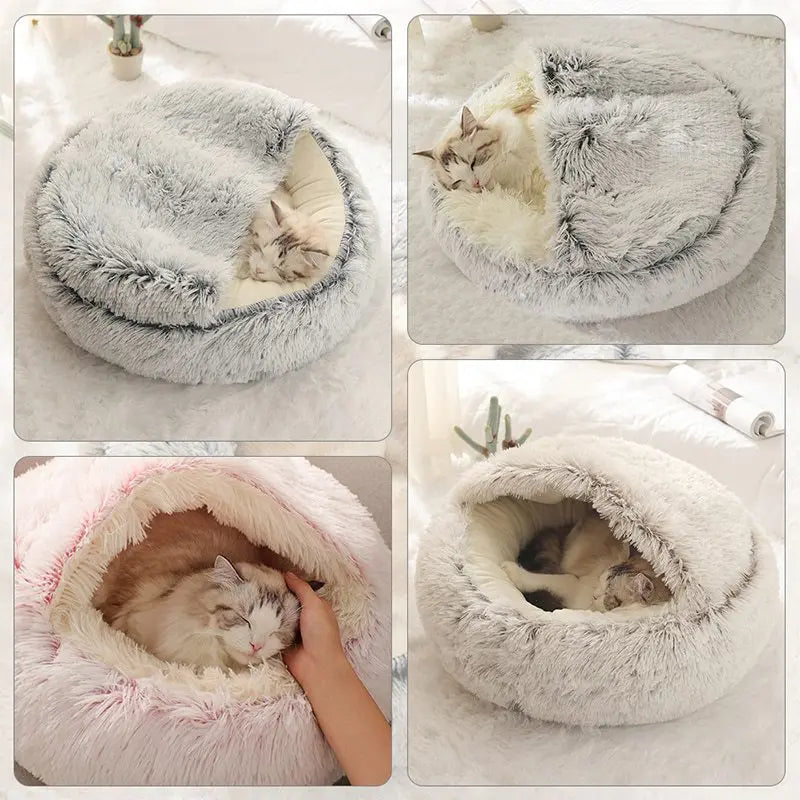 Soft Plush Pet Bed – Round Sleeping Nest for Cats & Small Dogs