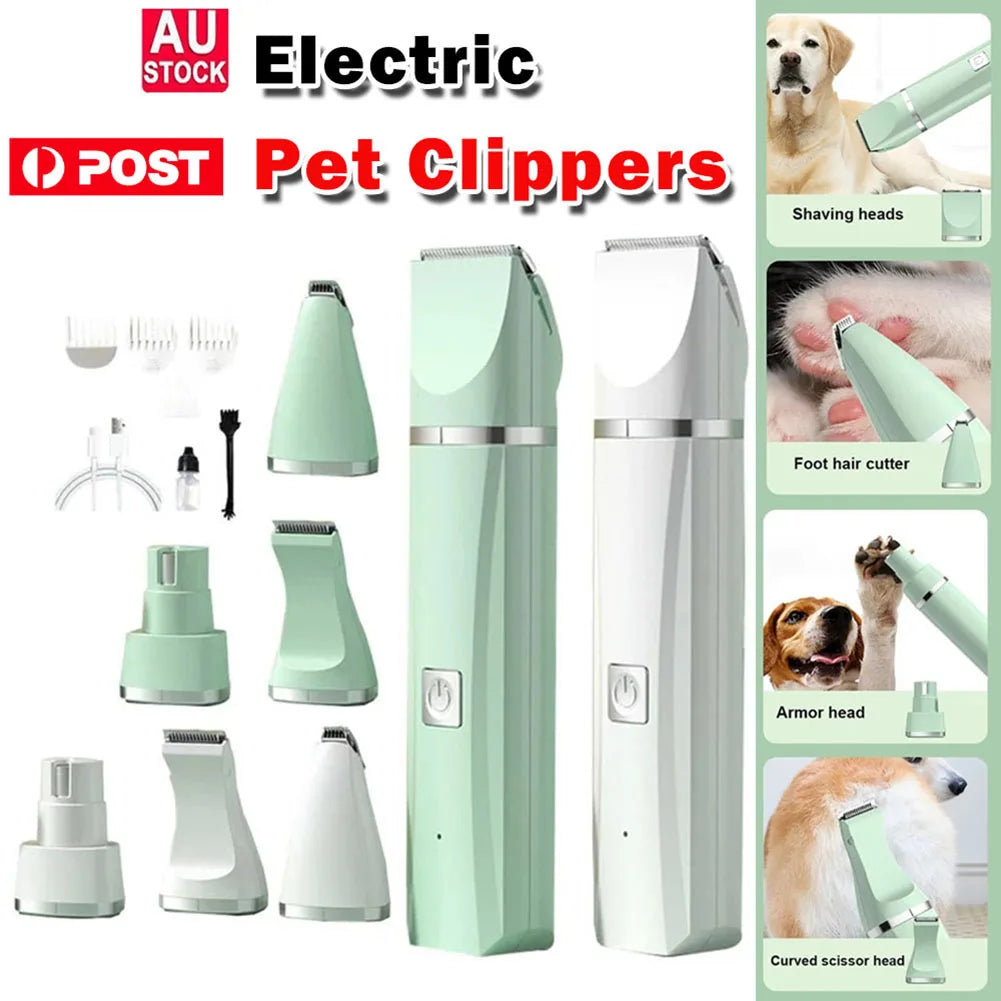 4-in-1 Electric Pet Grooming Kit – USB Rechargeable Clippers & Trimmer