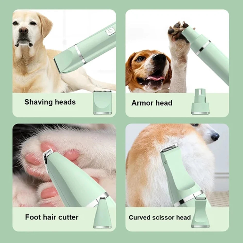 4-in-1 Electric Pet Grooming Kit – USB Rechargeable Clippers & Trimmer