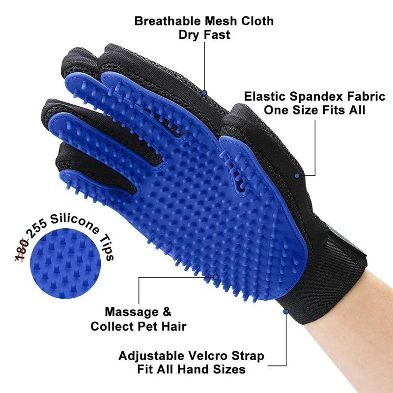 Silicone Pet Grooming Gloves – Hair Brush & Hair Removal for Cats & Dogs