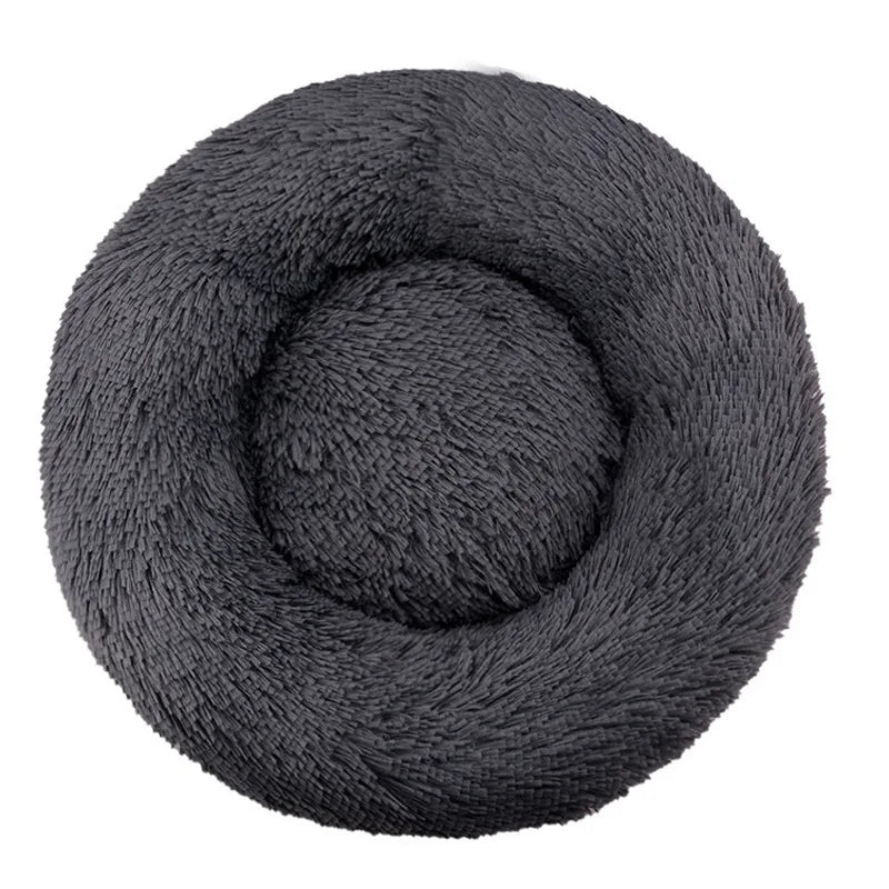 Round Plush Dog & Cat Bed – Winter Warm Washable Sofa