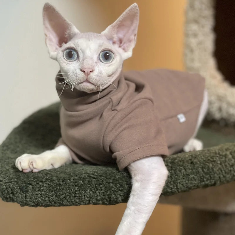 Sphynx Cat & Small Dog Clothes – Soft Cotton Fall/Winter Outfit
