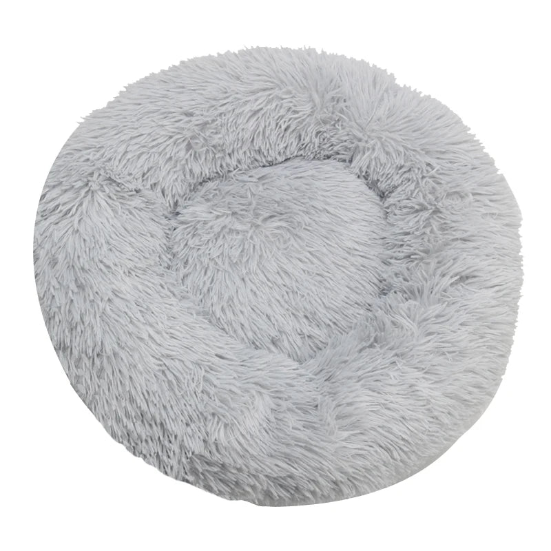 Round Plush Dog & Cat Bed – Winter Warm Washable Sofa