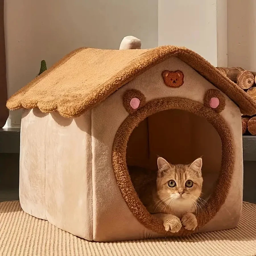 Foldable Pet House – Removable Washable Cat & Small Dog Cave