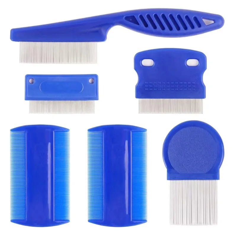 4-Pack Stainless Steel Flea & Lice Comb – Double-Sided Pet Grooming
