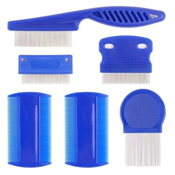 4-Pack Stainless Steel Flea & Lice Comb – Double-Sided Pet Grooming