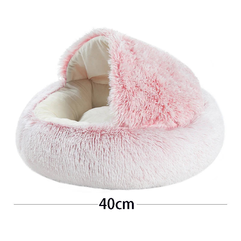 Soft Plush Pet Bed – Round Sleeping Nest for Cats & Small Dogs