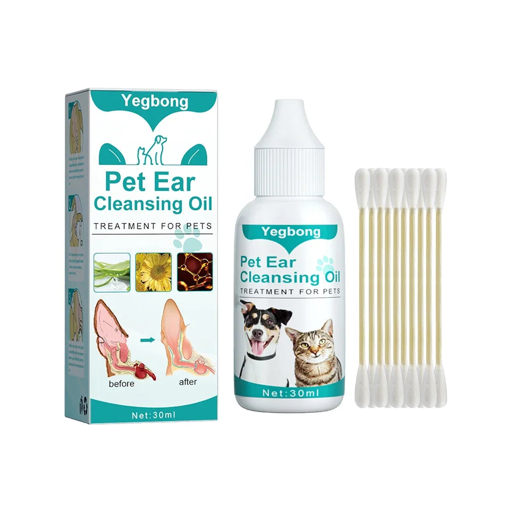 30ml Pet Ear Cleaning Solution – Mite & Odor Remover for Dogs & Cats
