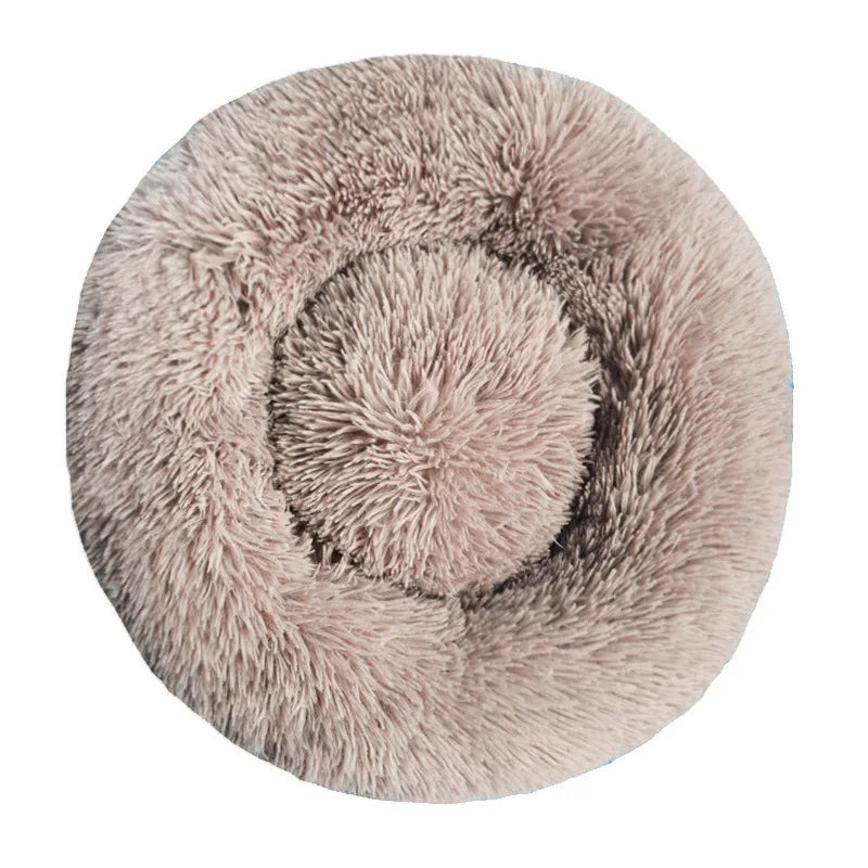 Round Plush Dog & Cat Bed – Winter Warm Washable Sofa