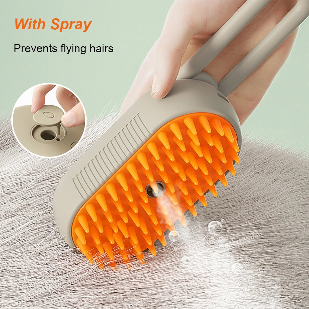 3-in-1 Electric Cat & Dog Steam Brush – Grooming & Massage Comb
