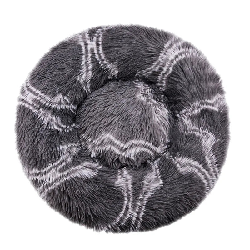 Round Plush Dog & Cat Bed – Winter Warm Washable Sofa