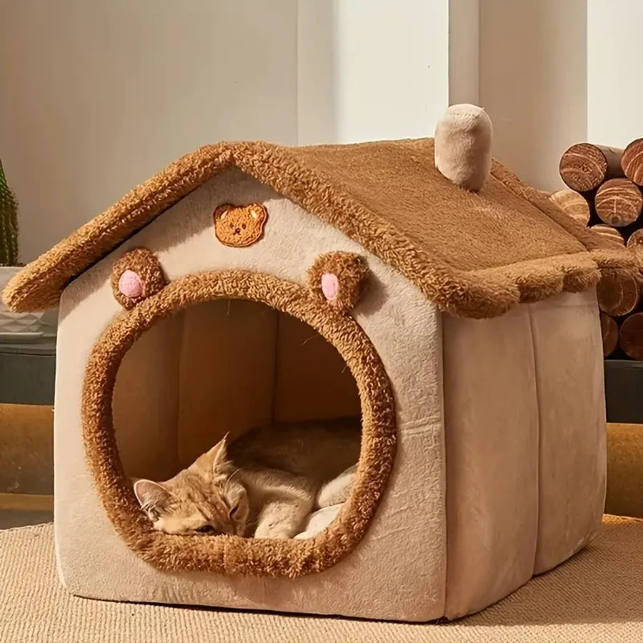 Foldable Pet House – Removable Washable Cat & Small Dog Cave