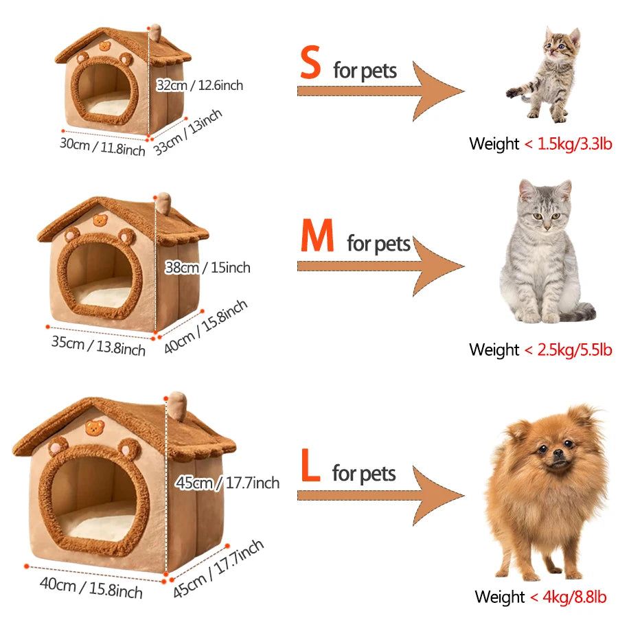 Foldable Pet House – Removable Washable Cat & Small Dog Cave