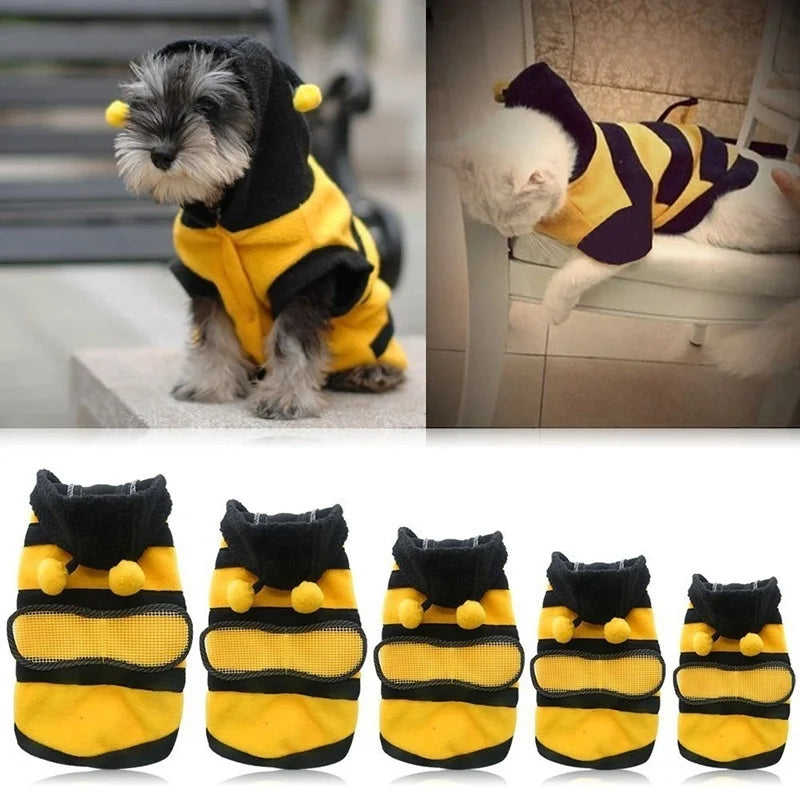 Bee Pet Hoodie – Fleece Costume for Dogs & Cats