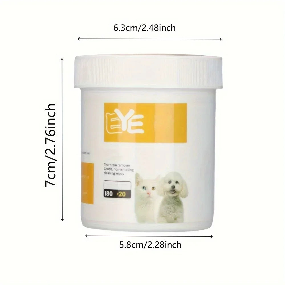 200pcs Pet Eye Cleaning Wipes – Tear Stain Remover for Dogs & Cats