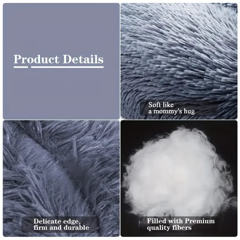Round Plush Dog & Cat Bed – Winter Warm Washable Sofa