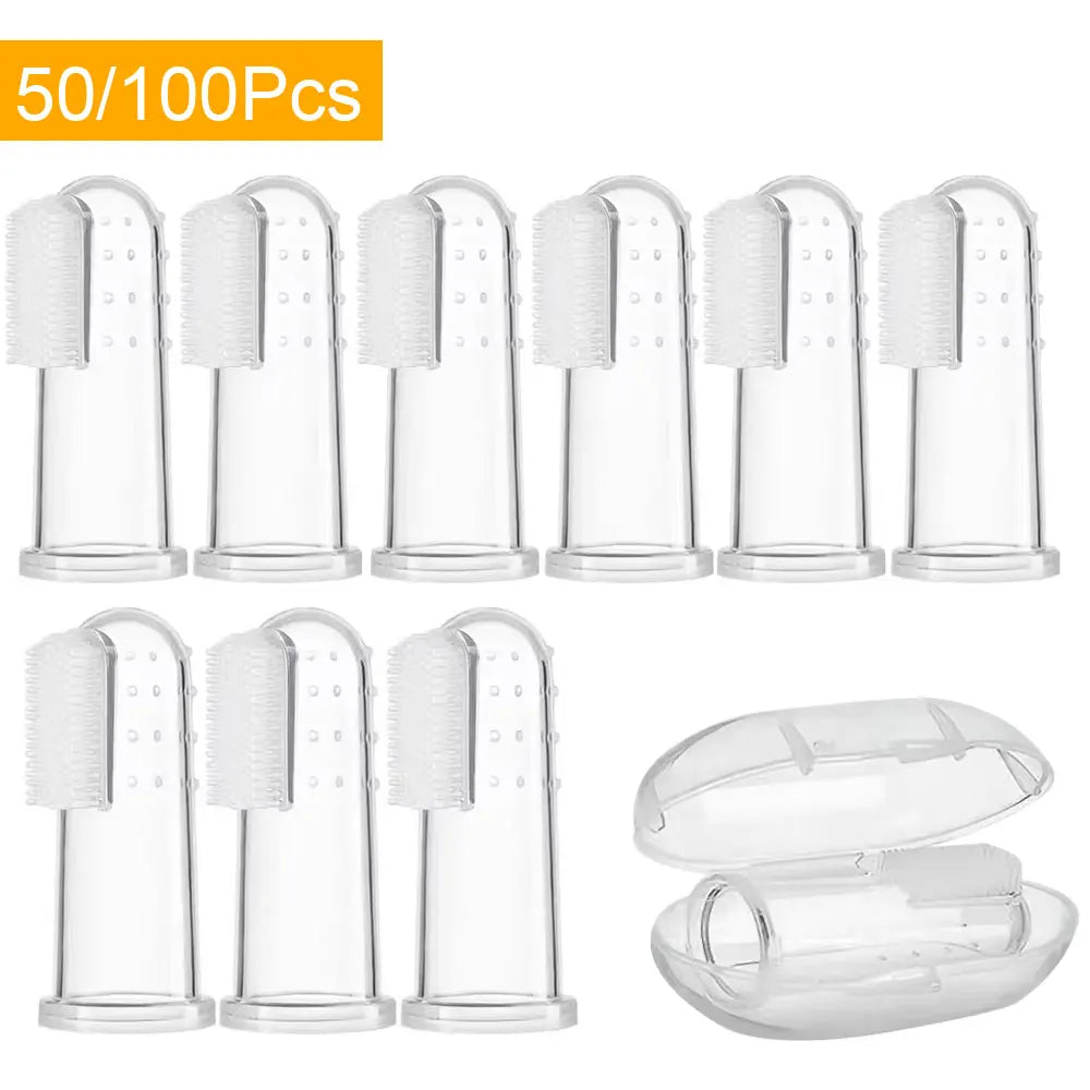 50/100pcs Silicone Pet Finger Toothbrush – Dental Cleaning Tool for Dogs & Cats