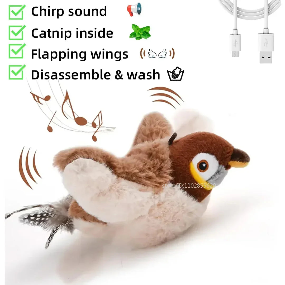 Interactive Chirping Bird Toy – Rechargeable Plush for Cats & Dogs