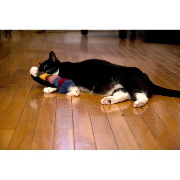 Multi-Colored Plush Weasel Cat Toy – Interactive Tear-Resistant Fun
