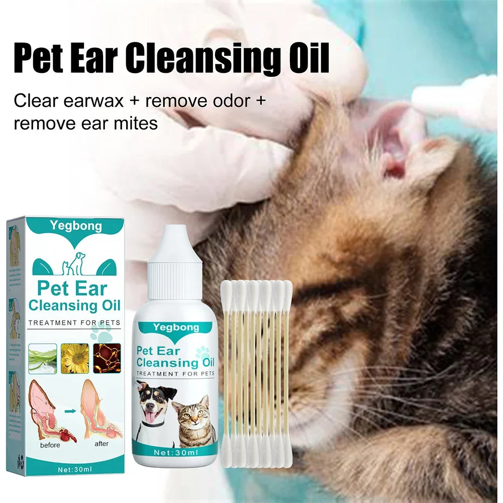 30ml Pet Ear Cleaning Solution – Mite & Odor Remover for Dogs & Cats