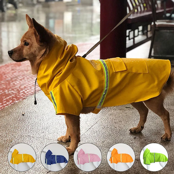 Large Dog Raincoat – Waterproof Hooded Corgi-Style Jacket