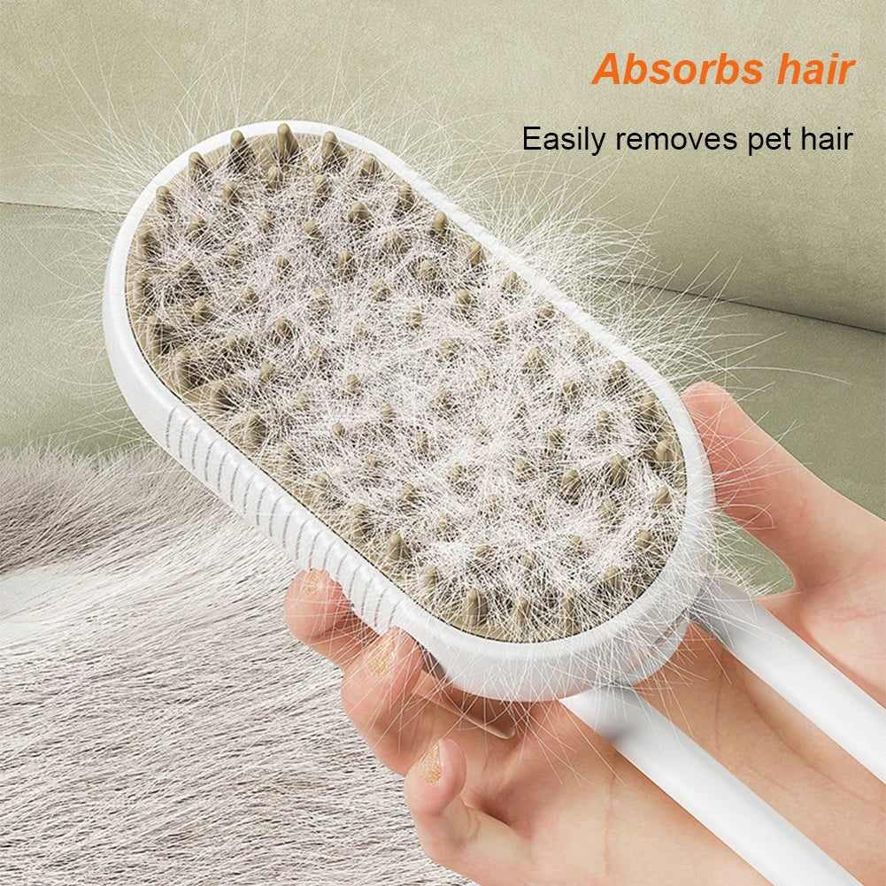 3-in-1 Electric Cat & Dog Steam Brush – Grooming & Massage Comb