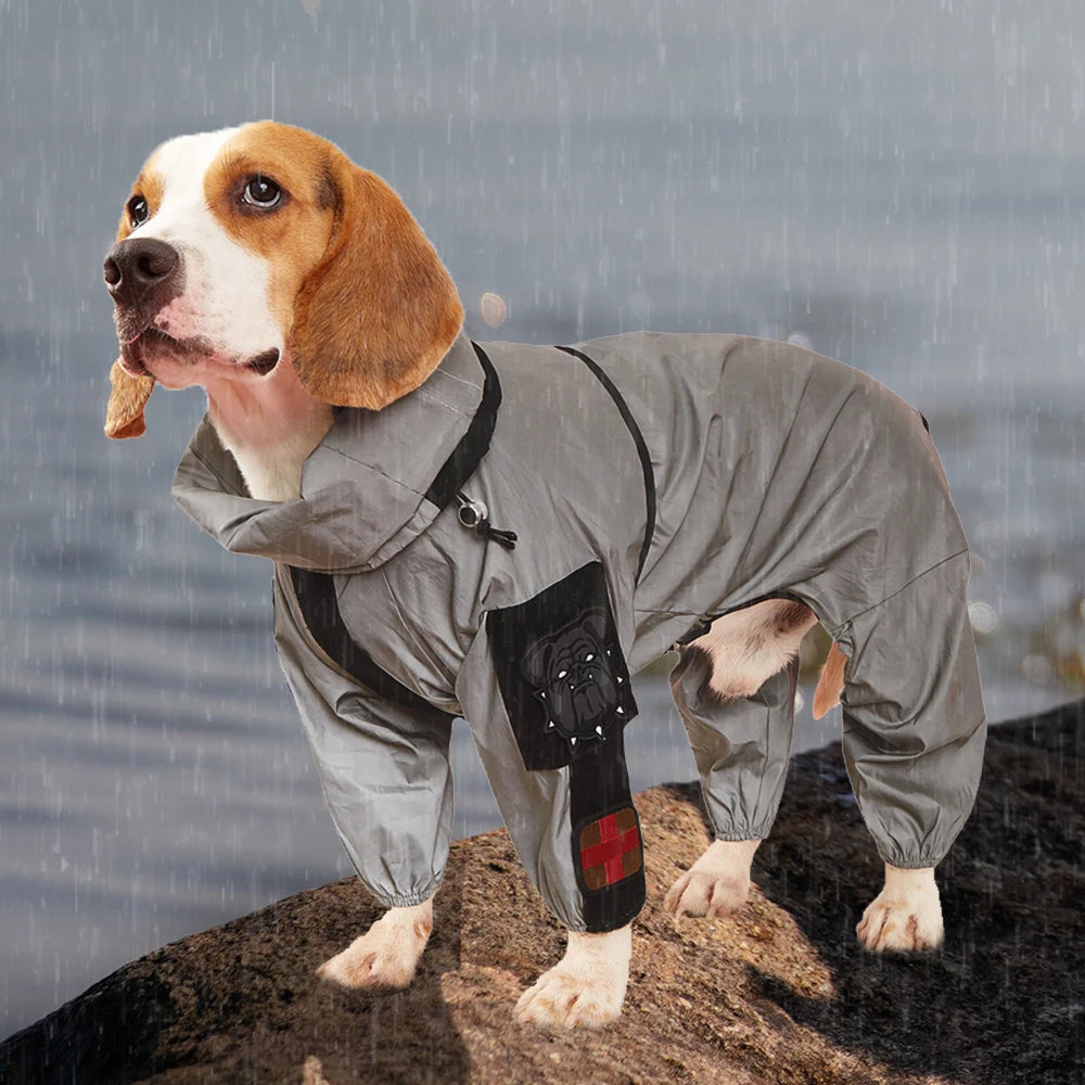 Large Dog Waterproof Raincoat – Outdoor Reflective Hoodie