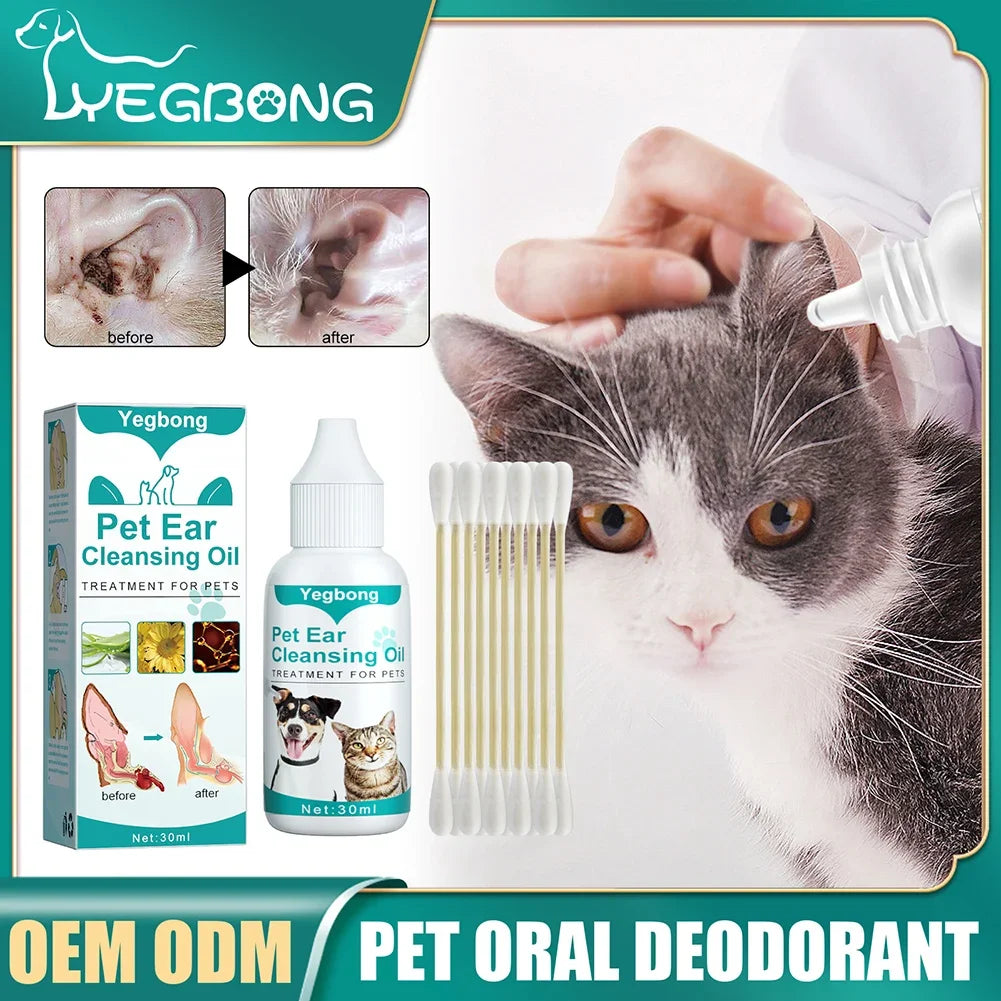 30ml Pet Ear Cleaning Solution – Mite & Odor Remover for Dogs & Cats