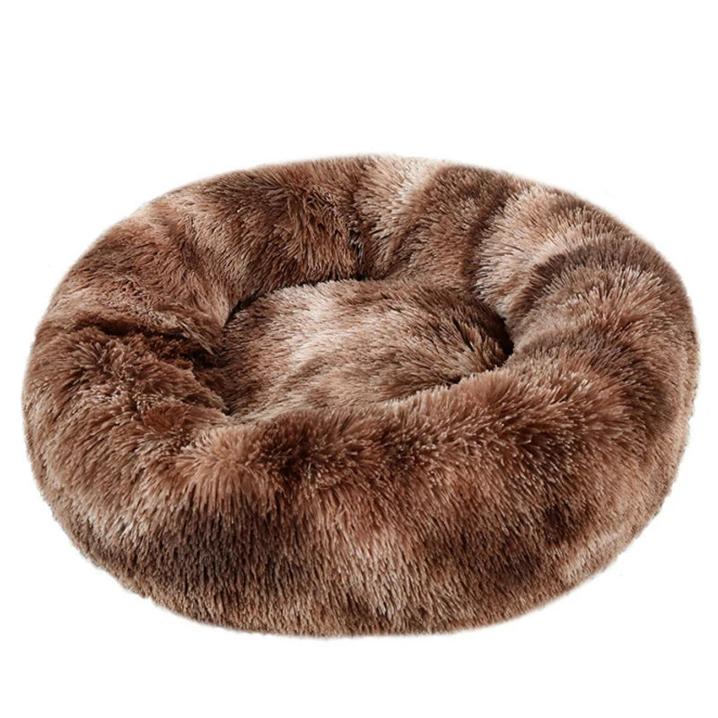 Round Plush Dog & Cat Bed – Winter Warm Washable Sofa