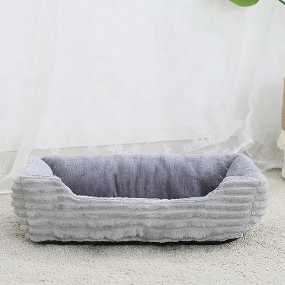 Square Plush Pet Bed – Calming Sofa Cushion for Dogs & Cats