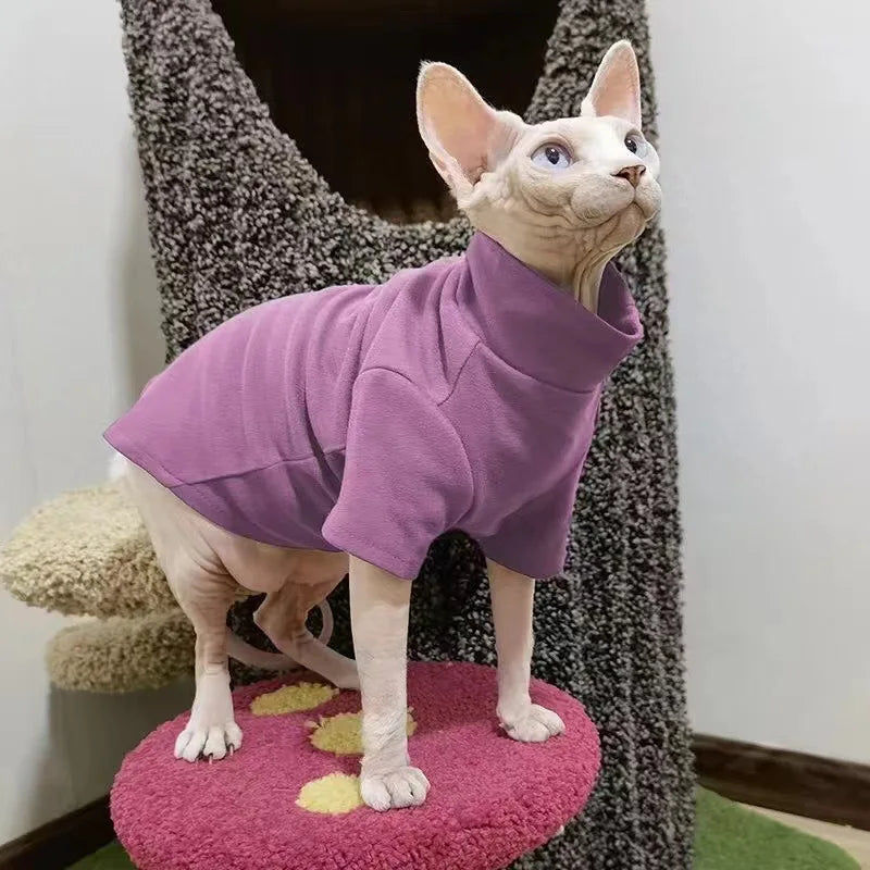Sphynx Cat & Small Dog Clothes – Soft Cotton Fall/Winter Outfit